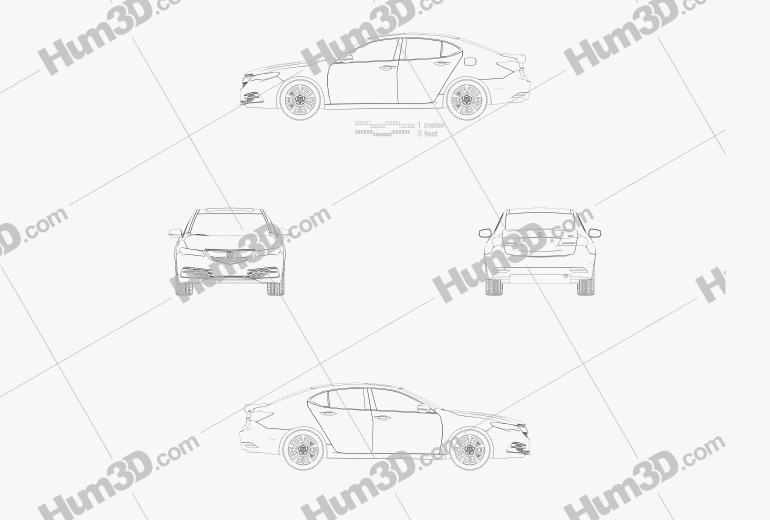 Acura TLX 2014 테크니컬 드로잉