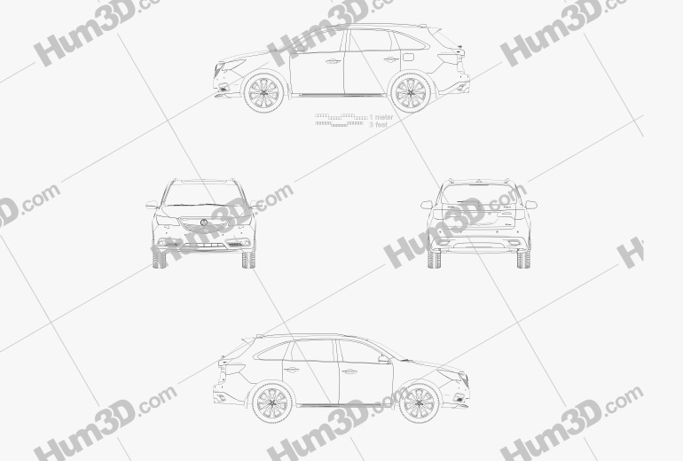 Acura MDX RU-spec 2019 Чертеж