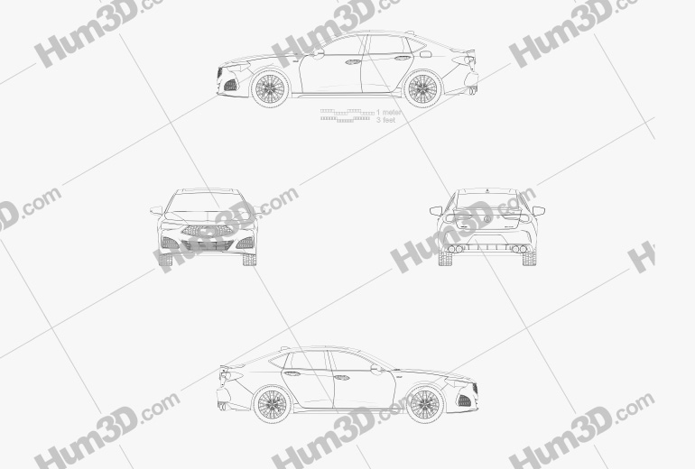 Acura TLX Type S 2022 Креслення