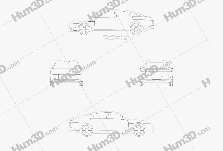 Afeela EV Sedan 2023 Blueprint