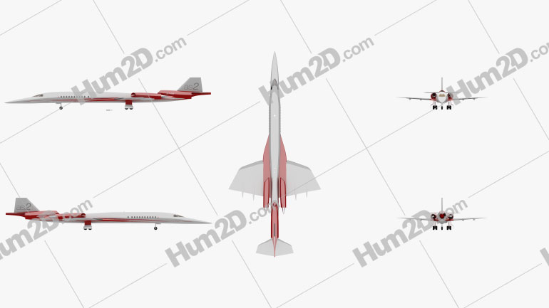 Aerion AS2 Supersonic Business Jet Blueprint Template