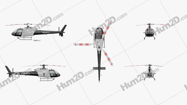 Eurocopter AS350 Blueprint Template