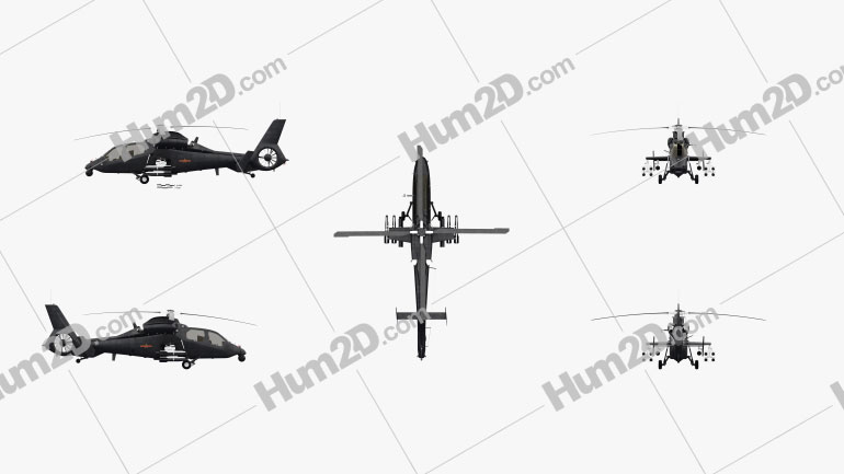 Harbin Z-19 Military helicopter Blueprint Template