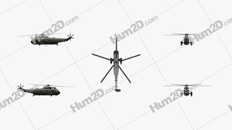 Marine One Sikorsky VH-3D Sea King Blueprint Template