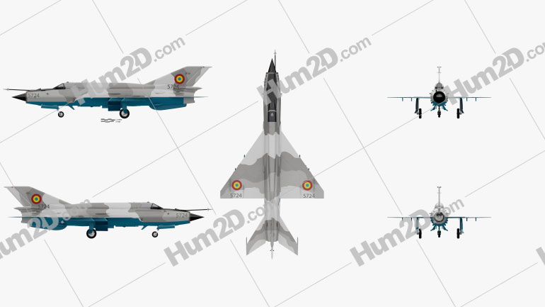Mikoyan-Gurevich MiG-21 Blueprint Template