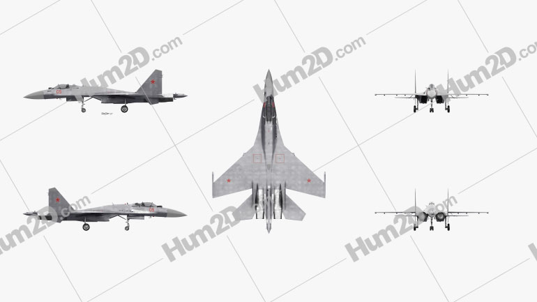 Sukhoi Su-35 Blueprint Template