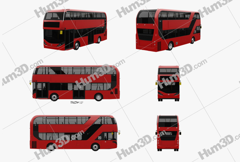 Alexander Dennis Enviro400H City Double-Decker Bus 2015 Blueprint Template