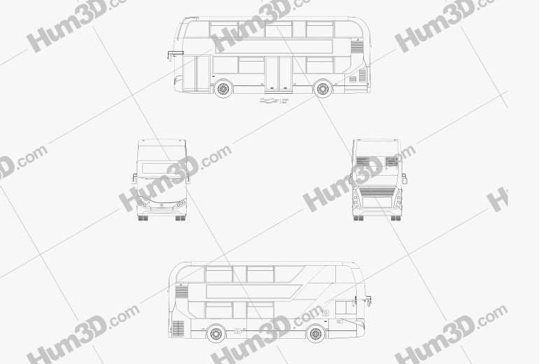 Alexander Dennis Enviro400H City Bus à Impériale 2015 Blueprint