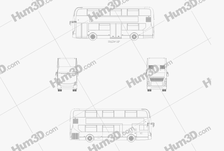 Alexander Dennis Enviro400 Bus à Impériale 2015 Blueprint