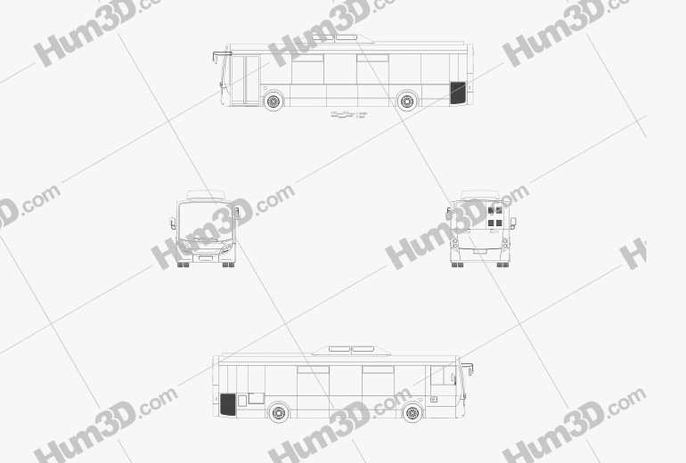 Alexander Dennis Enviro200H Bus 2016 Blueprint