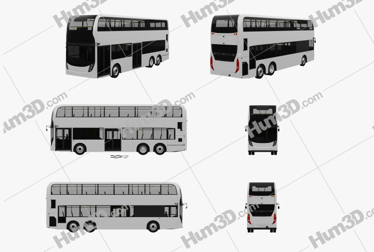Alexander Dennis Enviro500 Double-Decker Bus 2016 Blueprint Template