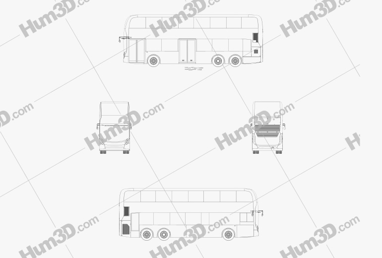 Alexander Dennis Enviro500 Double-Decker Bus 2016 Blueprint