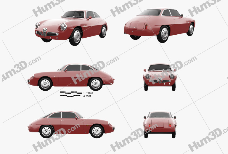 Alfa Romeo Giulietta 1960 Blueprint Template