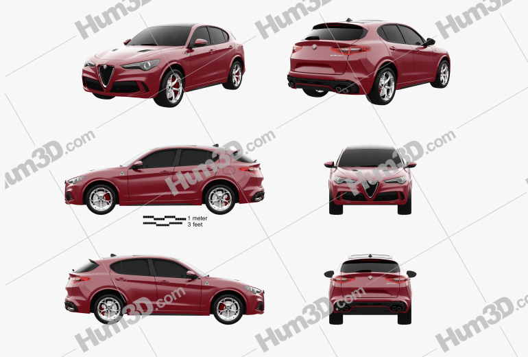 Alfa Romeo Stelvio Quadrifoglio 2021 Blueprint Template