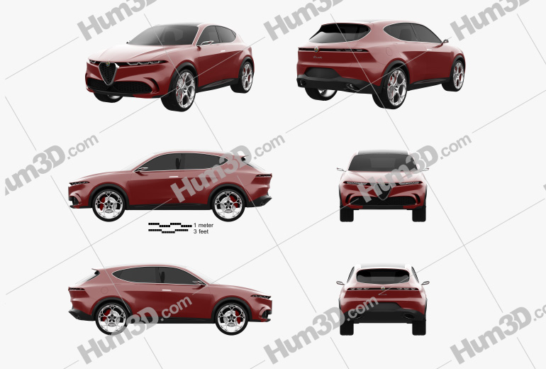 Alfa Romeo Tonale concept 2020 Blueprint Template