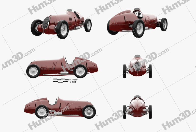Alfa Romeo Tipo C 1936 Blueprint Template