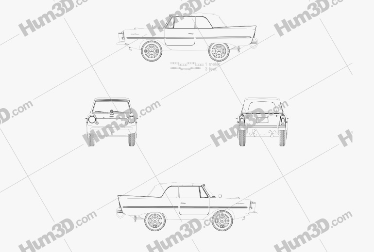 Amphicar 770 convertible 1961 Blueprint