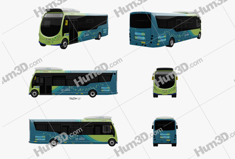 Arriva Milton Keynes Electric Bus 2014 Blueprint Template