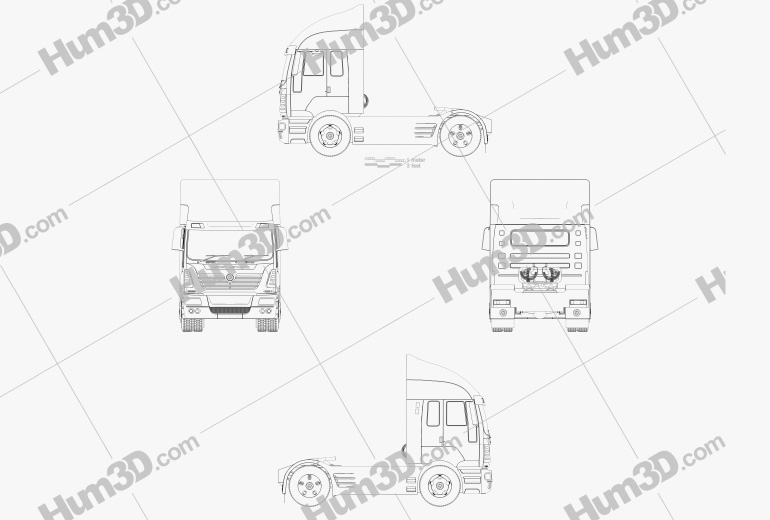 Ashok Leyland Newgen Camión Tractor 2018 Blueprint