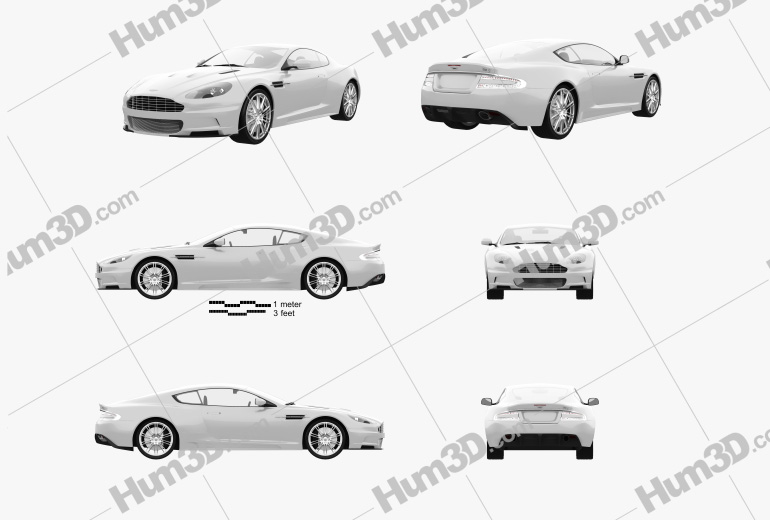 Aston Martin DBS 2015 Blueprint Template