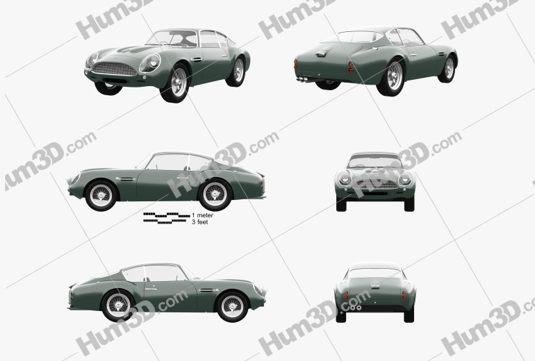 Aston Martin DB4 GT Zagato 1960 Blueprint Template