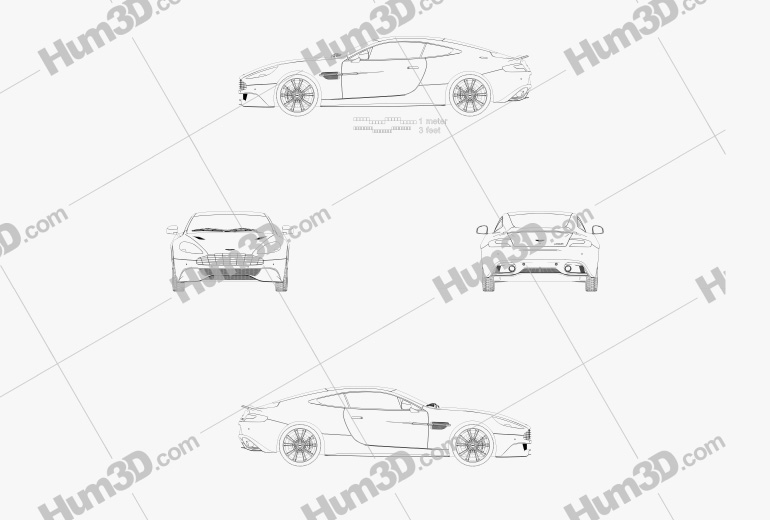Aston Martin Vanquish 2015 Blueprint