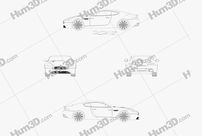Aston Martin DB9 2015 Blueprint