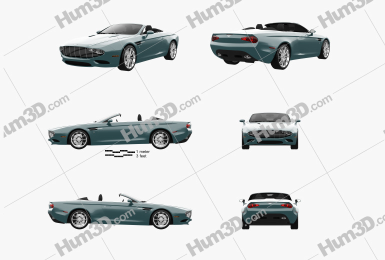 Aston Martin DB9 Spyder Zagato Centennial 2016 Blueprint Template