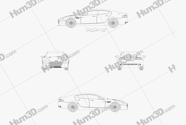 Aston Martin Rapide S 2016 Blueprint