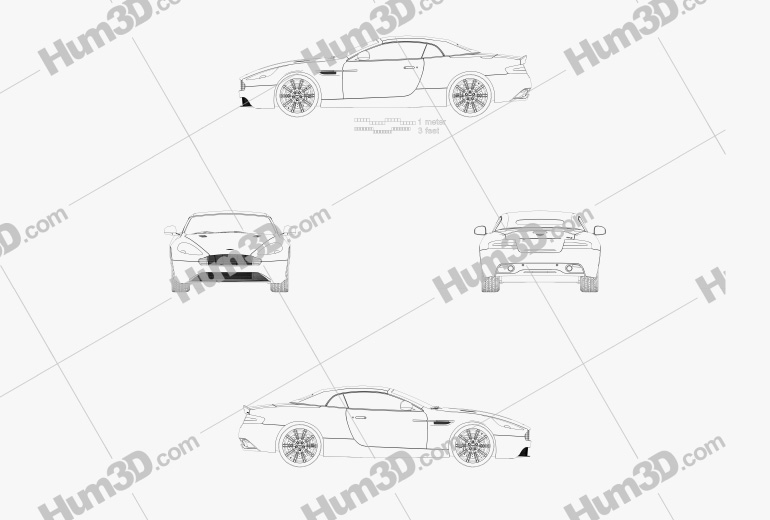 Aston Martin DB9 Volante 2015 Blueprint
