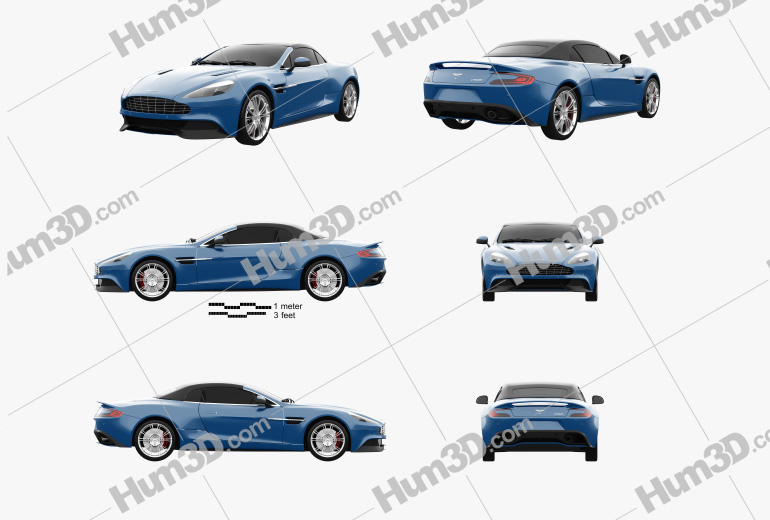 Aston Martin Vanquish Volante 2016 Blueprint Template