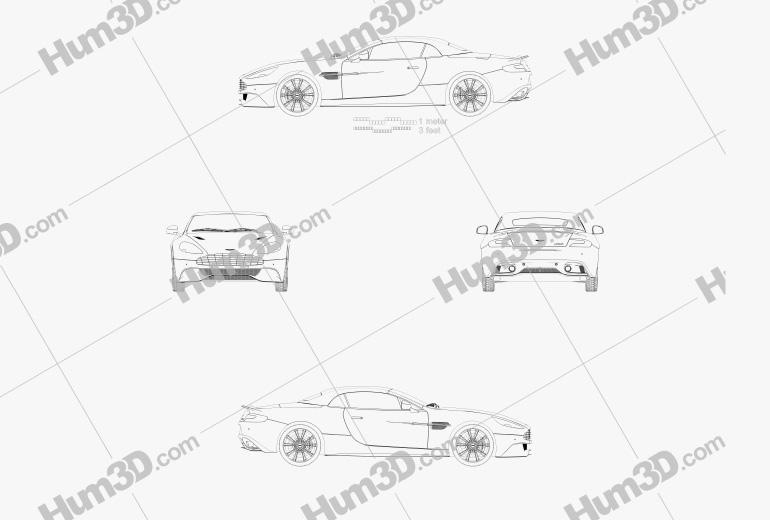 Aston Martin Vanquish Volante 2016 Blueprint