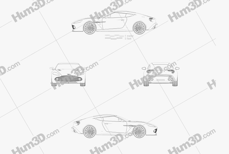 Aston Martin Vanquish Zagato 2019 Blueprint