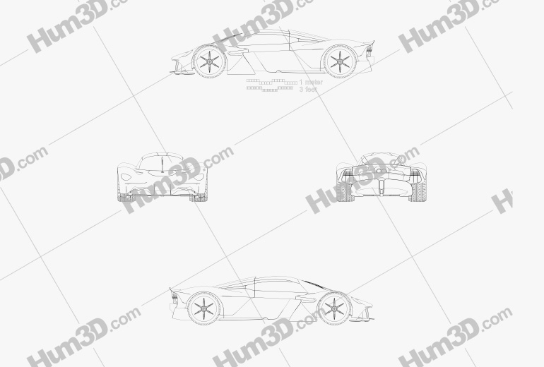 Aston Martin Valkyrie 2018 Blueprint