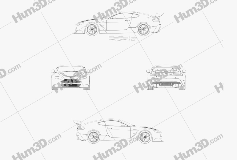 Aston Martin V12 Vantage GT3 2017 Blueprint