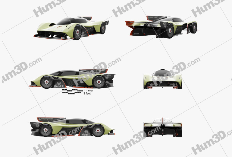 Aston Martin Valkyrie AMR Pro 2022 Blueprint Template - 3DModels.org