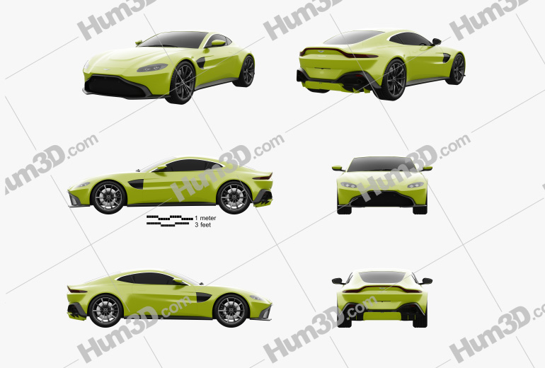 Aston Martin Vantage coupe 2021 Blueprint Template