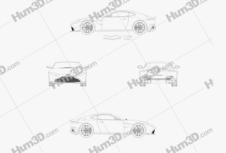 Aston Martin Vantage купе 2021 Креслення