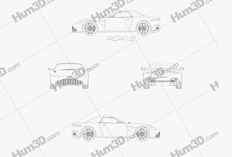 Aston Martin Vantage Roadster 2021 Blueprint