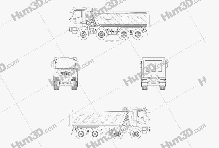 Astra HD9 (84-52) Dump Truck 4-axle 2016 Blueprint