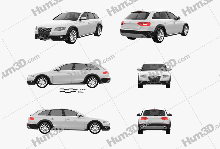 Audi A4 Allroad Quattro 2010 Blueprint Template