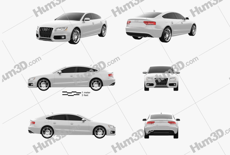Audi S5 Sportback 2012 Blueprint Template