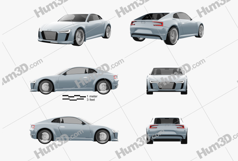 Audi e-tron 2010 Blueprint Template