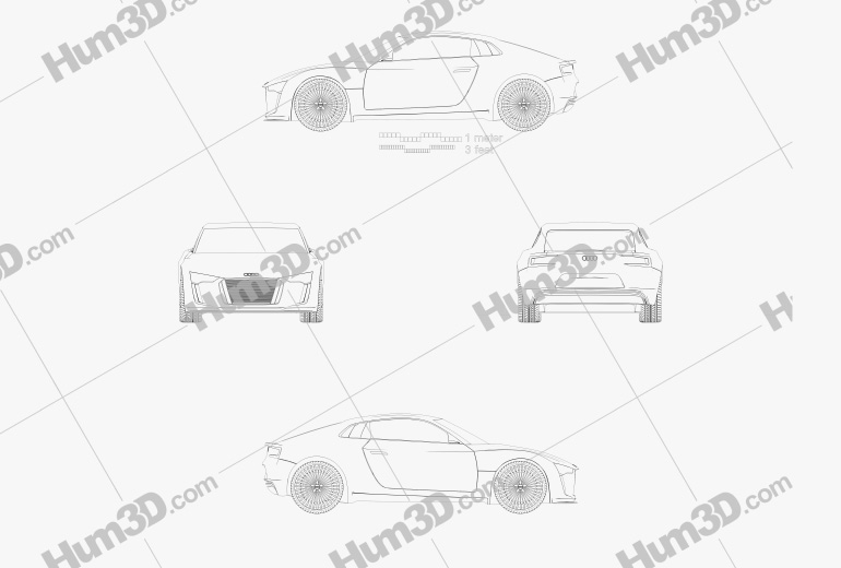 Audi e-tron 2010 Blueprint