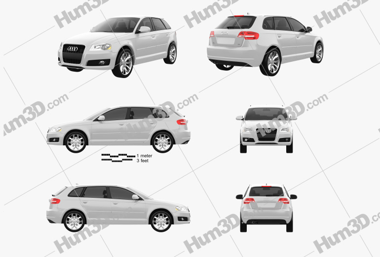 Audi A3 Sportback 2013 Blueprint Template