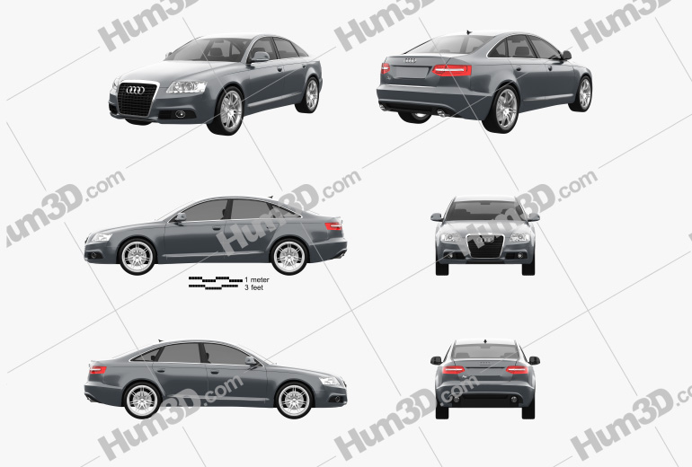 Audi A6 (C6) sedan 2011 Blueprint Template