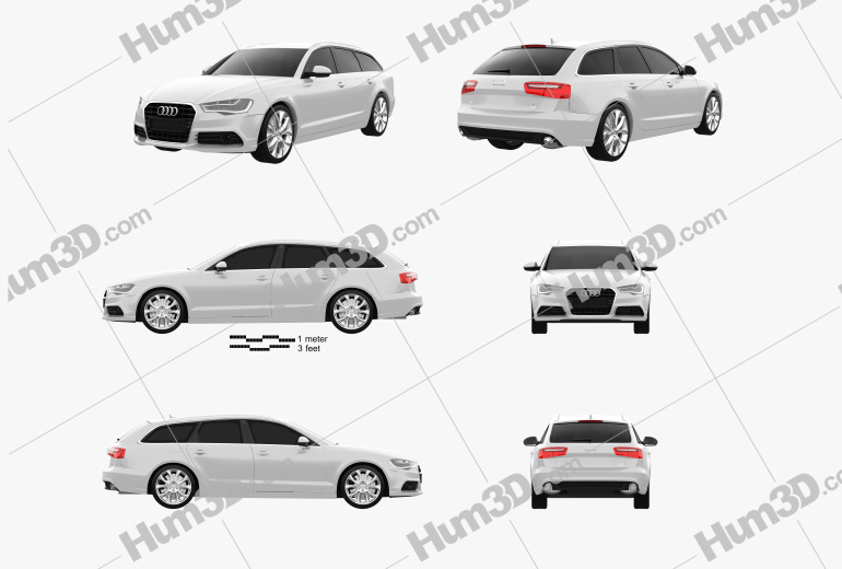 Audi A6 Avant 2015 Blueprint Template