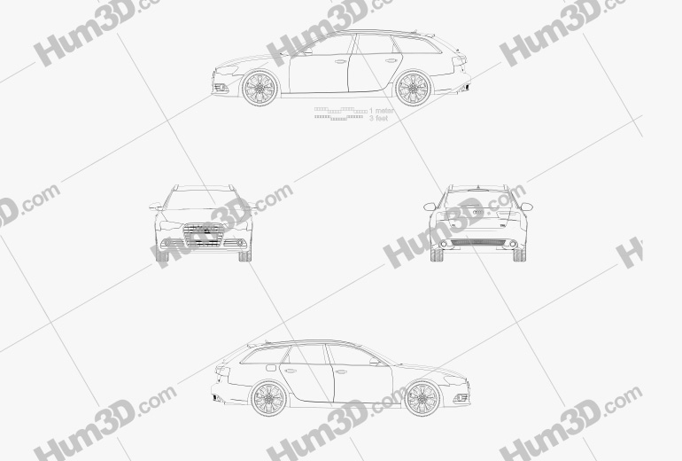Audi A6 Avant 2012 Disegno Tecnico
