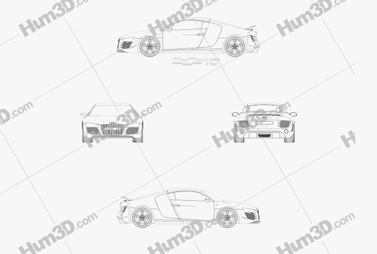 Audi R8 GT 2013 Blueprint