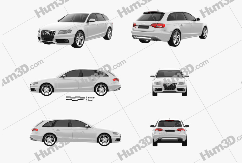 Audi S4 Avant 2013 Blueprint Template